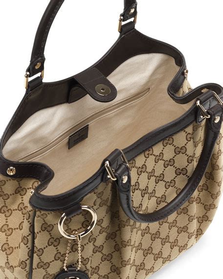 gucci sukey medium original gg canvas tote cocoa|gucci guccissima monogram tote bag.